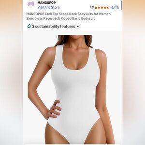 NWT: White Ribbed Racerback Bodysuit